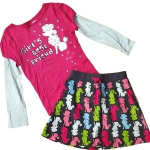 Crazy 8 Girls Poodle Long Sleeve Shirt and Matching Corduroy Skirt Size 7-8